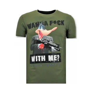 Local Fanatic Exclusieve T-shirt Mannen - Shooting Duck Gun - Groen