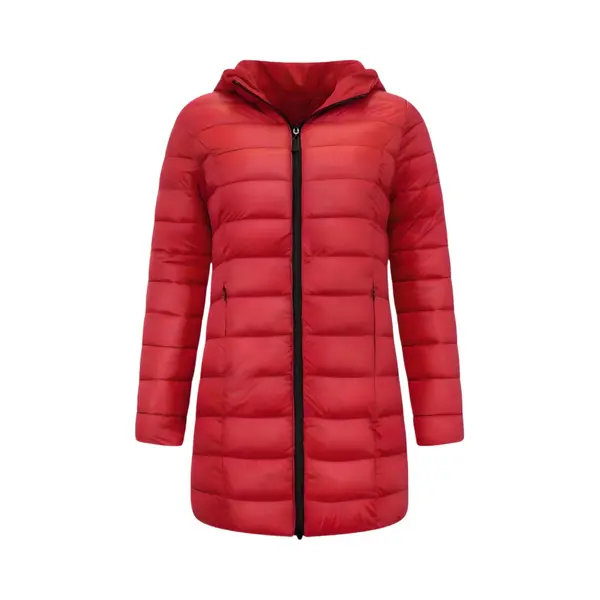 Gentile Bellini Puffer Jas Dames - Lange Winterjas Dames Met Capuchon - Waterdichte Winterjas Dames - Dubbelzijdig - Slim Fit / Getailleerde - Rode Jas thumbnail