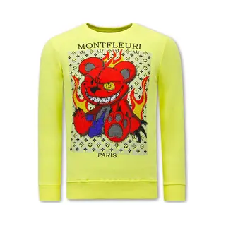Tony Backer Heren Sweater Met Print - Monster Teddy Bear - 3631 - Geel