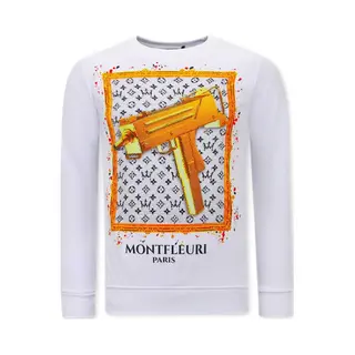 Tony Backer Heren Sweater Met Print - Uzi Does It - 3673 - WIt