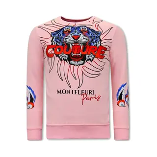 Tony Backer Heren Sweater Met Print - Tiger Couture - 3717 - Roze