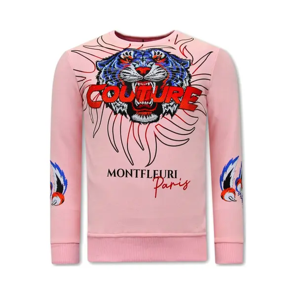 Tony Backer Heren Sweater Met Print - Tiger Couture - 3717 - Roze thumbnail
