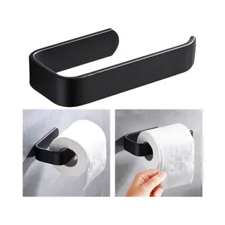 Toilet Houder - Wand Montage - Badkamer - Keuken Rol Houder - Papier Tissue - Rack Haak - Modern Zwarte Hanger