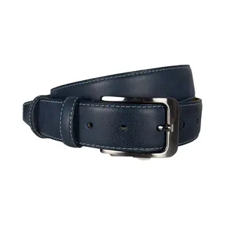 Riem - Leer - 3.5 Cm Breed - 110 Cm (Taille Maat Tot 90 Cm) - Dames Riem - Donker Blauw - Heren Riem - Leren Riem Blauw - Arrigo