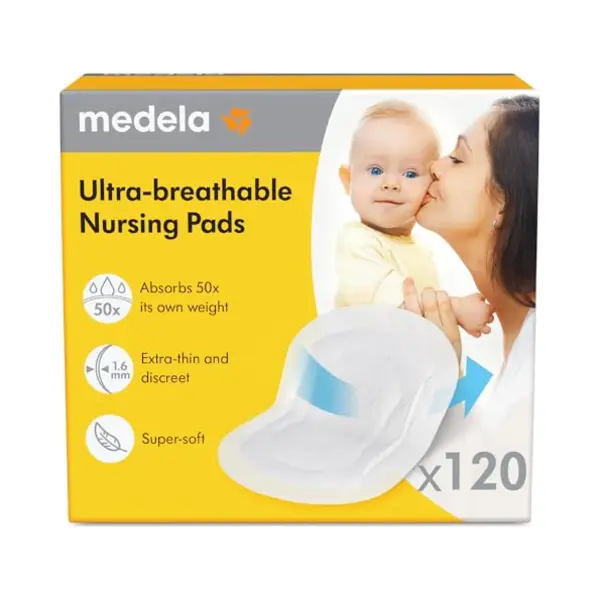 Medela Ultra-Breathable Nursing Pads, Highly Absorbent, Discreet Design For Comfortable Wear, Pack Of 120, Amazon Exclusive thumbnail