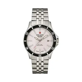 Swiss Alpine Military Men's Watch, Analogue Quartz 7022.1 Stainless Steel, Steel/Steel/Silver - 1132sam, Bracelet