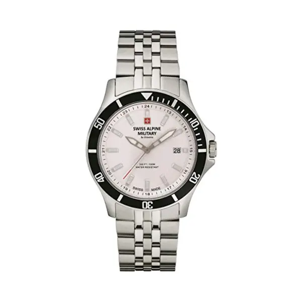Swiss Alpine Military Men's Watch, Analogue Quartz 7022.1 Stainless Steel, Steel/Steel/Silver - 1132sam, Bracelet thumbnail