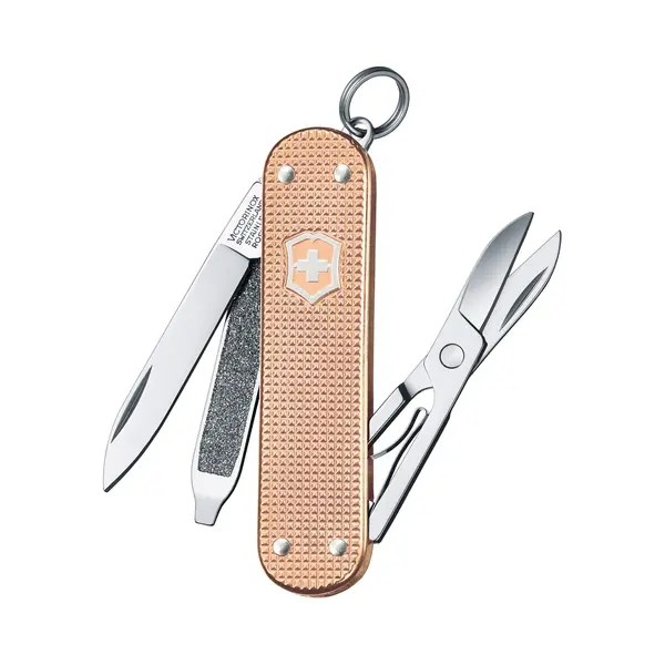 Victorinox Schweizer Taschenmesser, Klein, Classic Sd Alox, Multitool, Swiss Army Knife, 5 Funktionen, Klinge, Nagelfeile, Fresh Peach thumbnail