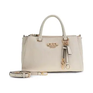 Guess Handtasche Umhängetasche Anise Triple Compartment Satchel Stone Logo Creme