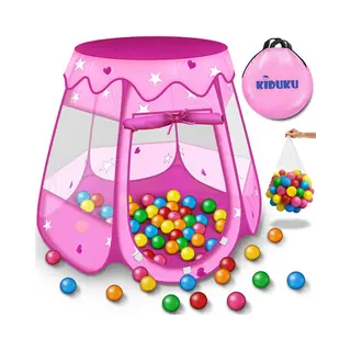 Kiduku® Childs Play Tent Pop-Up + 100 Balls + Carrying Bag Play House Ball Pool Castle For Indoor And Outdoor Use 3 In 1 Playground For Children Baby