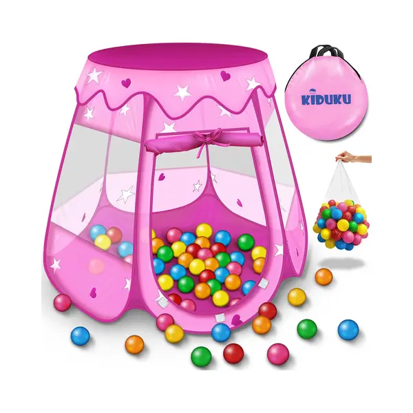 Kiduku® Childs Play Tent Pop-Up + 100 Balls + Carrying Bag Play House Ball Pool Castle For Indoor And Outdoor Use 3 In 1 Playground For Children Baby thumbnail