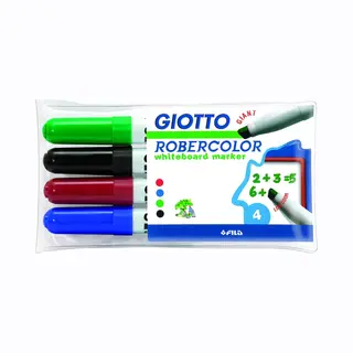 Giotto Robercolor Whiteboardmarker Maxi | Schuine Punt | Etui Met 4 Stuks In Geassorteerde Kleuren