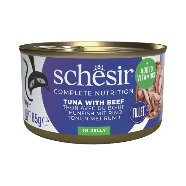 Schesir Nassfutter Mit Thunfisch Und Rind In Gelee Für Katzen 85 Gr thumbnail