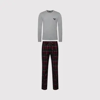 Emporio Armani Flannel X-Mas Edition Mannen Pyjamaset - Marine Check - Maat L