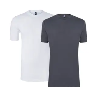 Alan Red Virginia T-Shirt Ronde Hals Dubbel Pak Wit/grijs, Effen