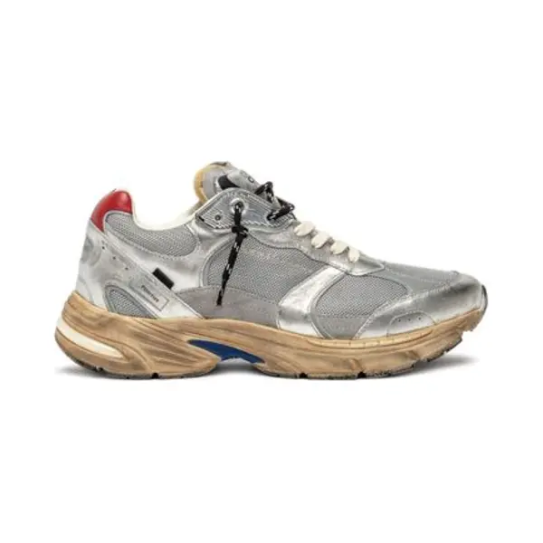 Crime London Crime Londen Heren Sneaker Bristol Leder En Mesh Zilver thumbnail