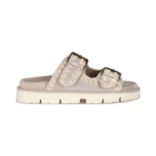 Mou For Woman. Mu.SW461005A Bio Sandals Two Buckles Taupe (37), 1 To 3 Cm, Casual