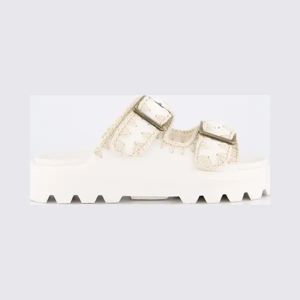 Mou Für Damen. Mu.SW661001N Weiße Sandalen Mit Zwei Schnallen (37), 1 Bis 3 Cm, Lässig thumbnail