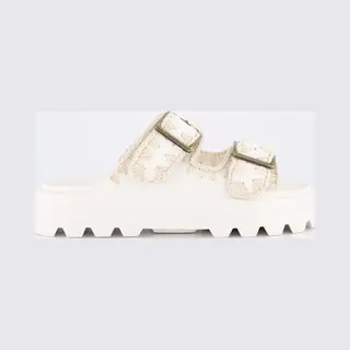 Mou For Woman. Mu.SW661001N White Two Buckle Sandals (38), 1 To 3 Cm, Casual