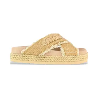 Mou Für Damen. Mu.SW451009K Beigefarbene Sandalen Aus Bast (40), 1 Bis 3 Cm, Keine, Lässig