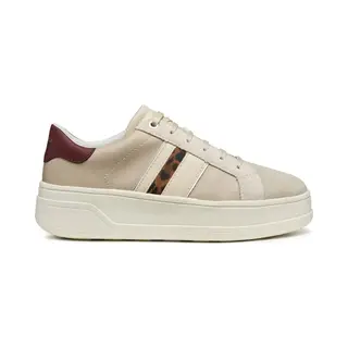 Geox Spherica Ecub-2 Dames Sneakers - Beige/Donkerrood - Maat 37