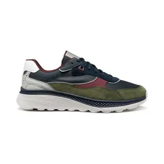 Geox, Herren, Sneakers, Spherica Actif X1 Heren Sneakers - Marineblauw/Mosgroen - Maat 44, Blau, Grün, (44)