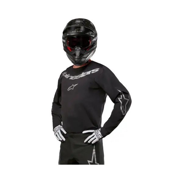 Alpinestars Fluid Graphite Jersey 2024 Black Silver, Size, M thumbnail