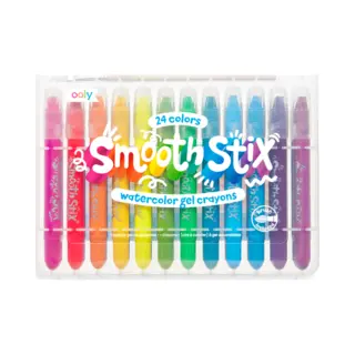 Ooly - Smooth Stix Watercolor Gel Crayons - 24 Kleuren Aquarel Gelkrijt - Inclusief Penseel - Wateroplosbaar - Met Plastic Draaidopjes - In Handig