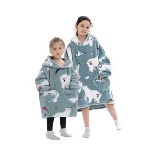Comvie Ijsbeer Deken Kind Met Capuchon - Fleece Poncho-128 T/m 152 (ca.7-10 Jaar)