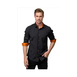 Rusty Neal ItalianStyle - Heren Overhemd - Slim Fit Model - Zwart - Oranje