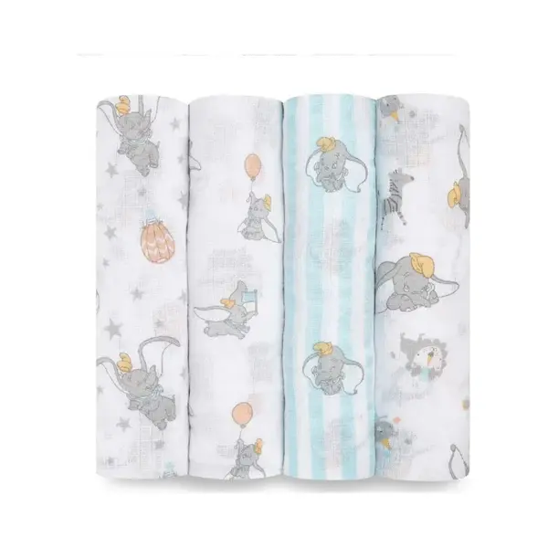 Aden + Anais Essentials Cotton Muslin Swaddles 4 Pack Dumbo New Heights thumbnail