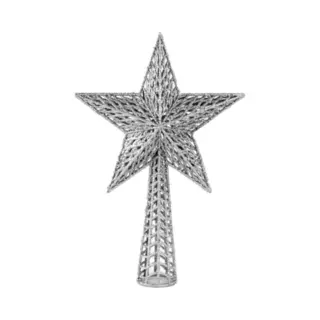 Gerimport Kerst Piek - Ster Vorm - Zilver - 27 Cm - Kunststof - Kerstboompiek - Kerstversiering