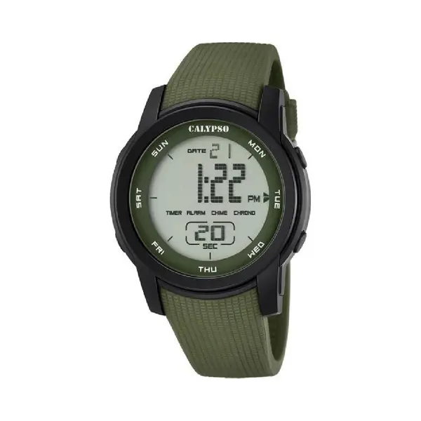 Calypso Unisex Digital Watch With Lcd Dial Digital Display And Green Plastic Strap K5698/4 thumbnail
