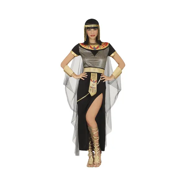 Fiestas Guirca Magnificent Egyptian Goddess Fancy Dress Women - Sexy Cleopatra Dress Black & Gold - Egyptian Queen Fancy Dress Costumes For Women Size thumbnail