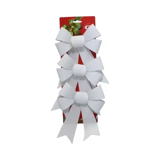 Gerimport Kerst Ornamenten Strikken - 3x St - Wit - 15 X 24 Cm - Kerstboomstrikjes