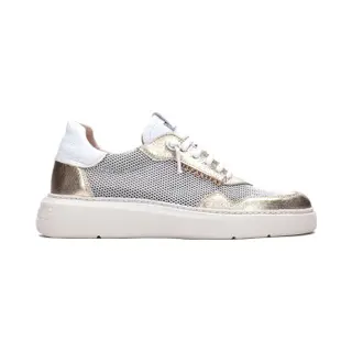 Hispanitas For Woman. HV243412 Oceania Gold Leather Trainers (37), Flat, Laces, Casual