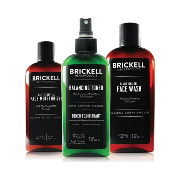 Brickell Men's Products Brickell Men's Daily Face Cleanse Routine For Oily Skin, Alcohol Free Toner, Gel Facial Wash And Moisturizer, Natural And Organic, Unscented thumbnail