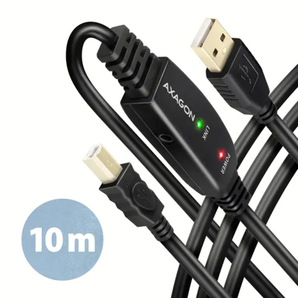 Axagon Adr-210B Usb 2.0 A-M -> B-M active connecting/repeater cable 10m - Kabel - Digital/Daten Usb Kabel Usb A Usb B Schwarz thumbnail