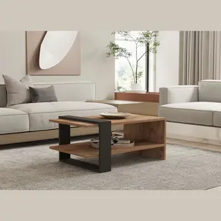 Cotecosy Design-couchtisch Mit Zwei Ablagen Aus Melamin Ova