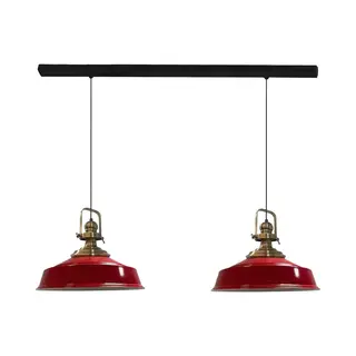 Bamyum Industrielle Doppel-pendelleuchte Aus Handbemaltem Rot Metall – Vintage-kronleuchter E27 Ø41 Cm Für Wohnzimmer, Schlafzimmer Oder Esszimmer