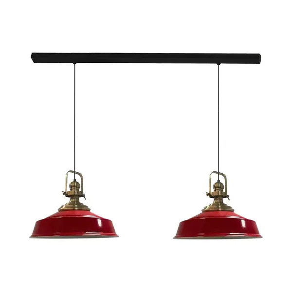 Bamyum Industrielle Doppel-pendelleuchte Aus Handbemaltem Rot Metall – Vintage-kronleuchter E27 Ø41 Cm Für Wohnzimmer, Schlafzimmer Oder Esszimmer thumbnail