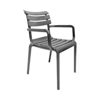 Siesta Paris Gartensessel - Mit Armlehne - Kunststoff - Stapelbar - Dunkelgrau