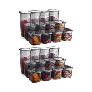 Asir - Opbergdoos Set (24 Stuks) - Antraciet - 12 X 27, 5 X 16, 5