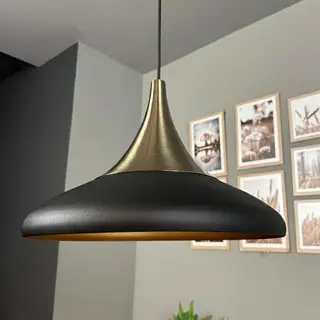 Bamyum Hängelampe Paladin Schwarz Metall Ø35cm, Lampenschirm Wohnzimmer Industrial Vintage, Pendelleuchte Esstisch, Küchenlampe Hängend