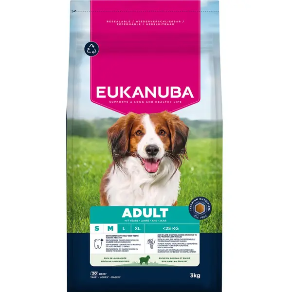 Eukanuba Premium Nutrition Adult Small & Medium Breed Lamb & Rice - Economy Pack, 2 X 3kg (Verpakking van 2) thumbnail