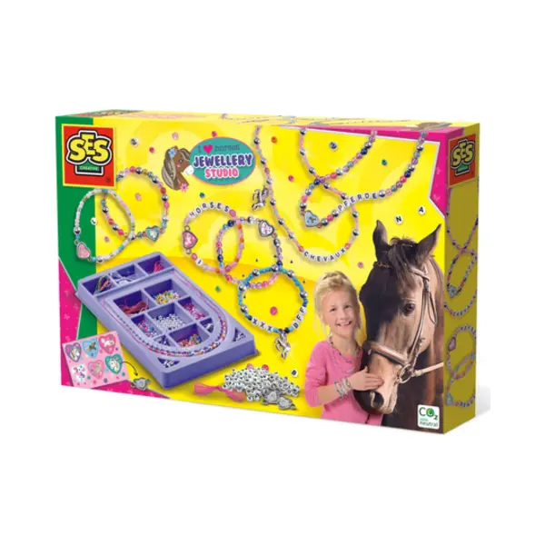 Ses Creative Ik hou van paarden - Sieraden studio - paarden bedels en letterkralen - elastisch koord en waxkoord - complete set met handige naald thumbnail