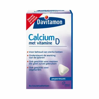 Davitamon Calcium Vitamine D3 Pepermunt 60 Kauwtabletten