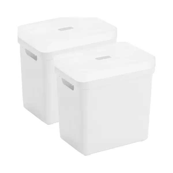 Sunware Sigma Home Opbergbox 25L - Set Van 2 - Wit/Transparant thumbnail