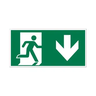Pickup Vluchtweg - Naar Beneden - Conform Nen-En-Iso 7010 Bord 30x15 Cm