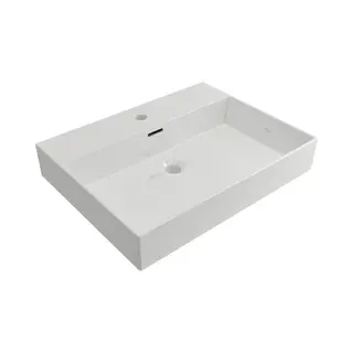 Plieger Kansas - Wastafel 60x45 Cm - 1 Kraangat - Wit